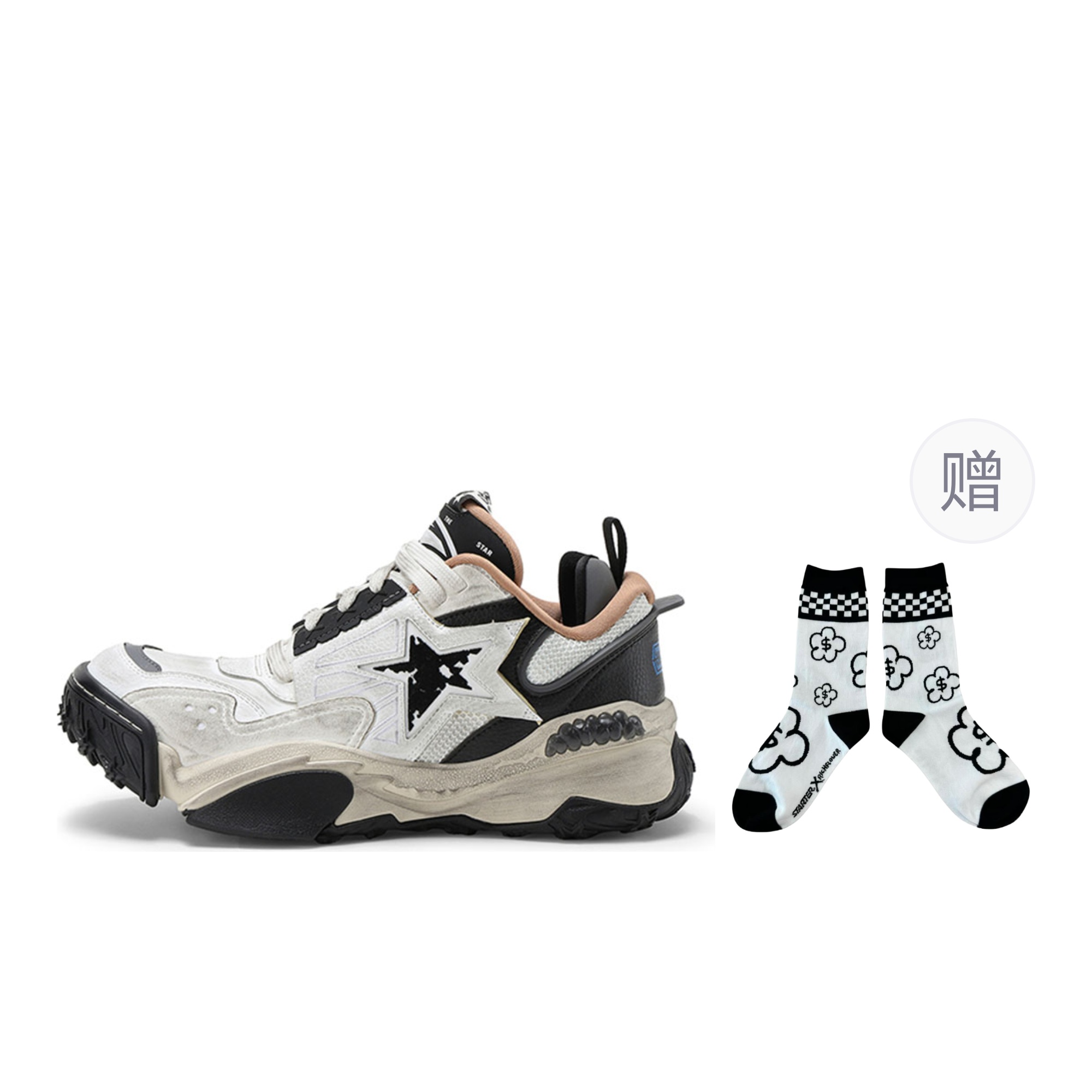 

STARTER Кроссовки Vol 90s V-STAR Stars, противоскользящие, износостойкие, низкие, массивные, мужские, черные