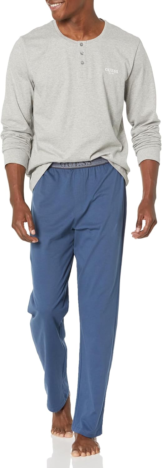 

GUESS Мужской однотонный пижамный комплект Long, Pennant Blue