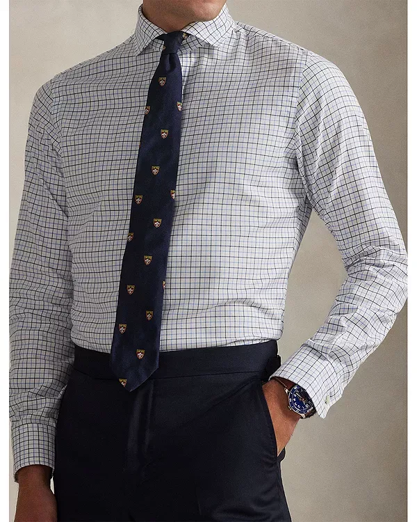 Классическая рубашка из саржи с узором «таттерсалл» Polo Ralph Lauren, White/Blue — фото 4