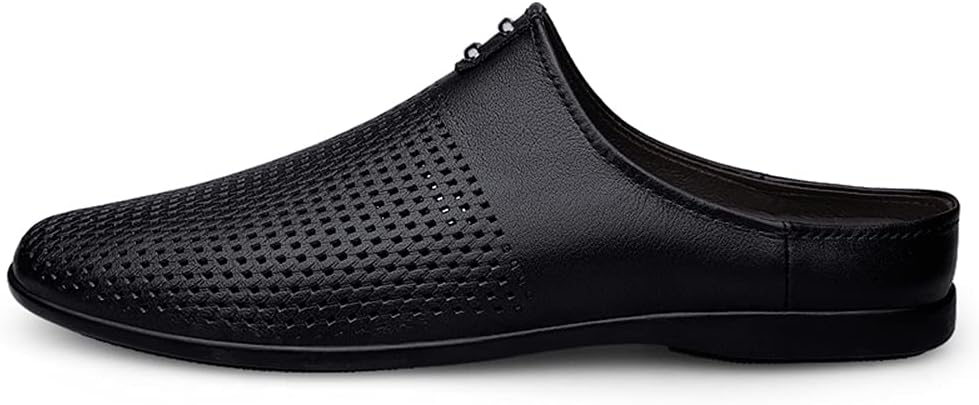 Мужские тапочки GOSPT из натуральной кожи, без задника, лоферы, слипоны, черный — фото 2