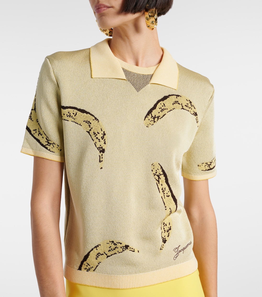 Рубашка-поло Marino из жаккарда Jacquemus, Banana Jacquard Yellow — фото 4
