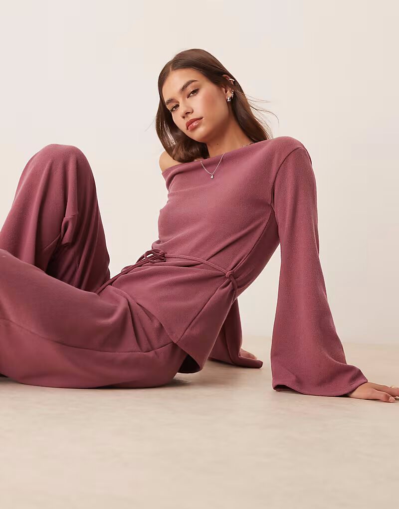 

ASOS DESIGN кофта с открытыми плечами, длинными рукавами и завязками цвета дикого имбиря