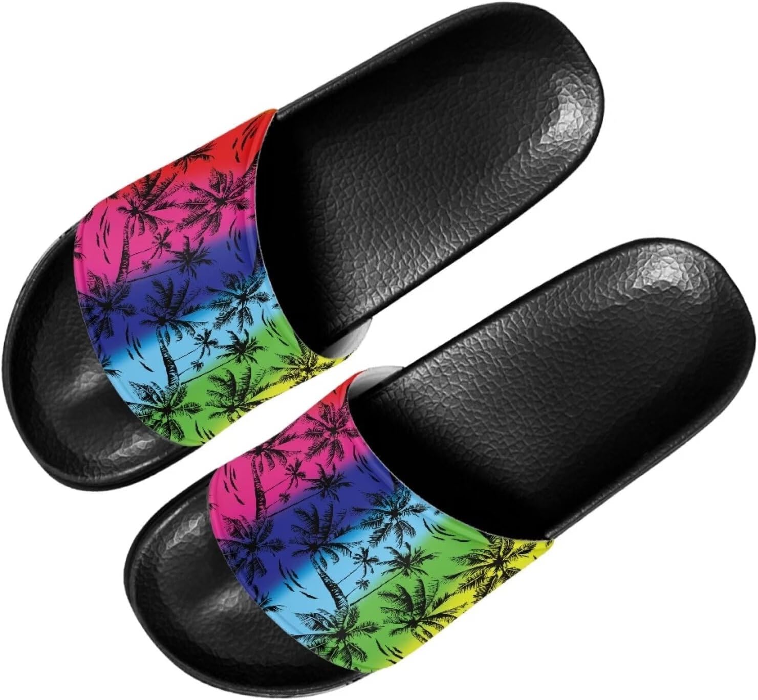 

Женские повседневные шлепанцы Forchrinse Black Cat с нотками музыки, мягкие нескользящие открытые тапочки, шлепанцы с плоской подошвой из ЭВА, Colorful Palm Tree