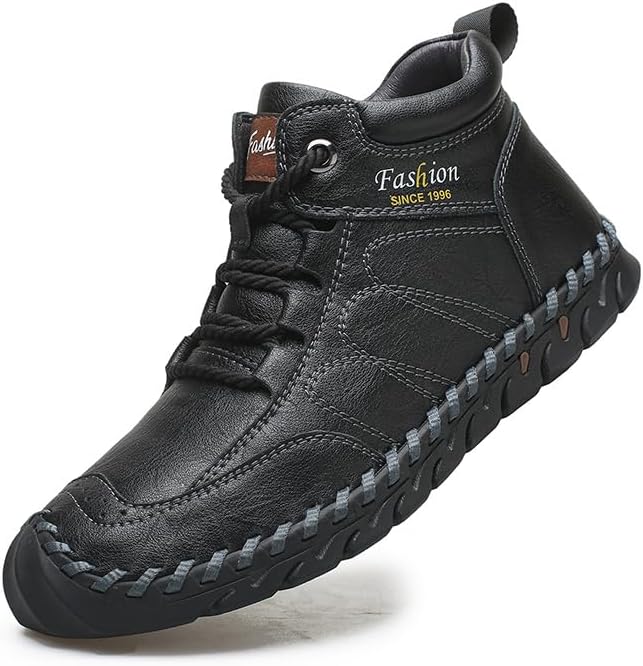 

Мужские повседневные ботинки Asifn, легкие, противоскользящие, дышащие, для ходьбы и вождения, винтажные высокие ботинки на плоской подошве, черный