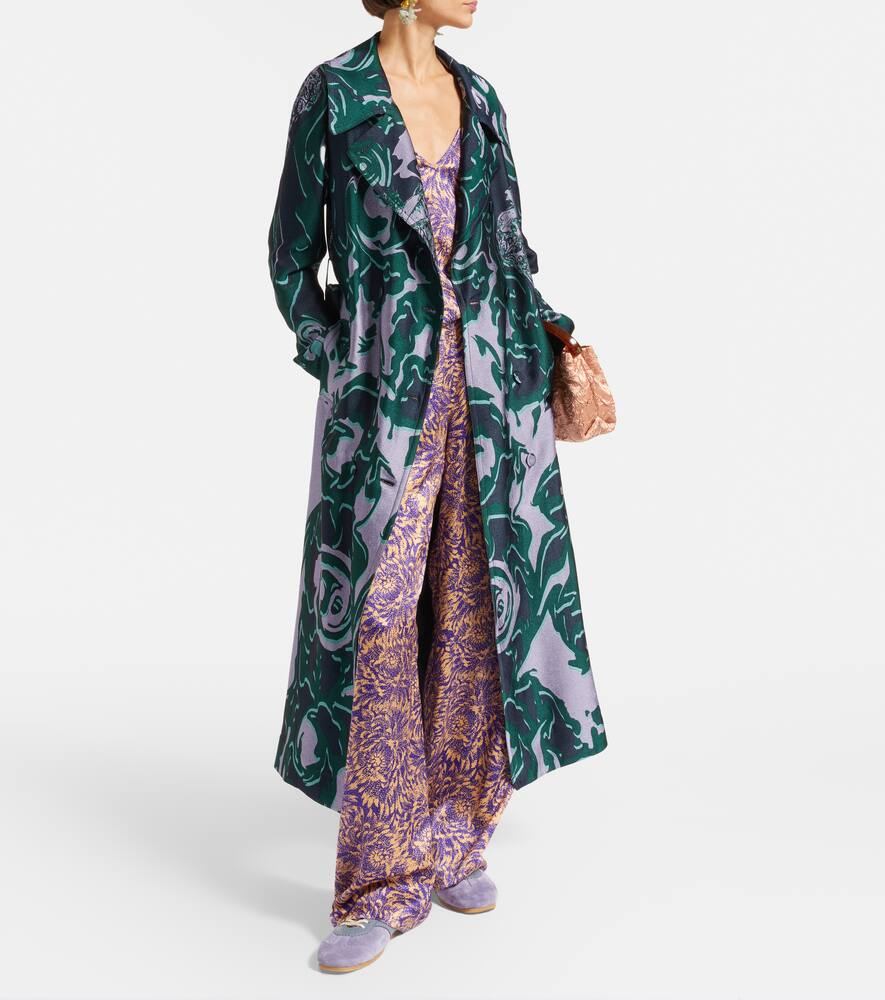 Широкие брюки из сатинового шелка с цветочным принтом Dries Van Noten, Peach — фото 2