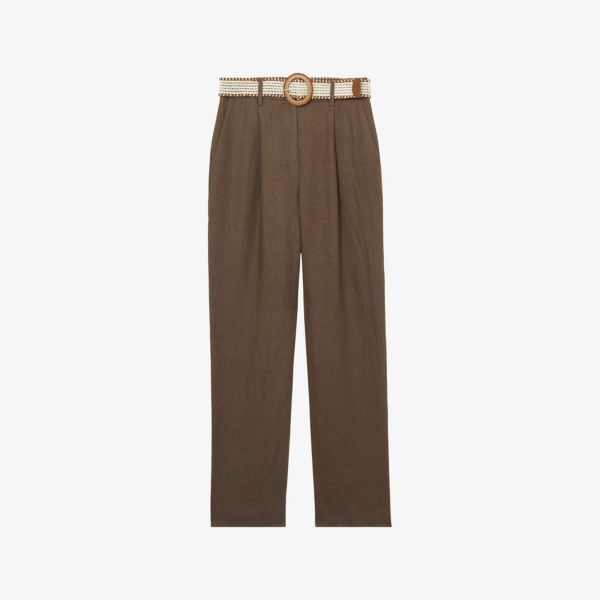 

Брюки Reiss Beau зауженные льняные, бежевый