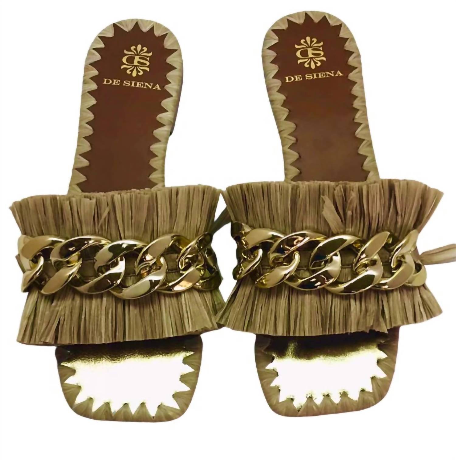 Женские сандалии Donata Raffia Flat Sandals коричневого цвета De Siena
