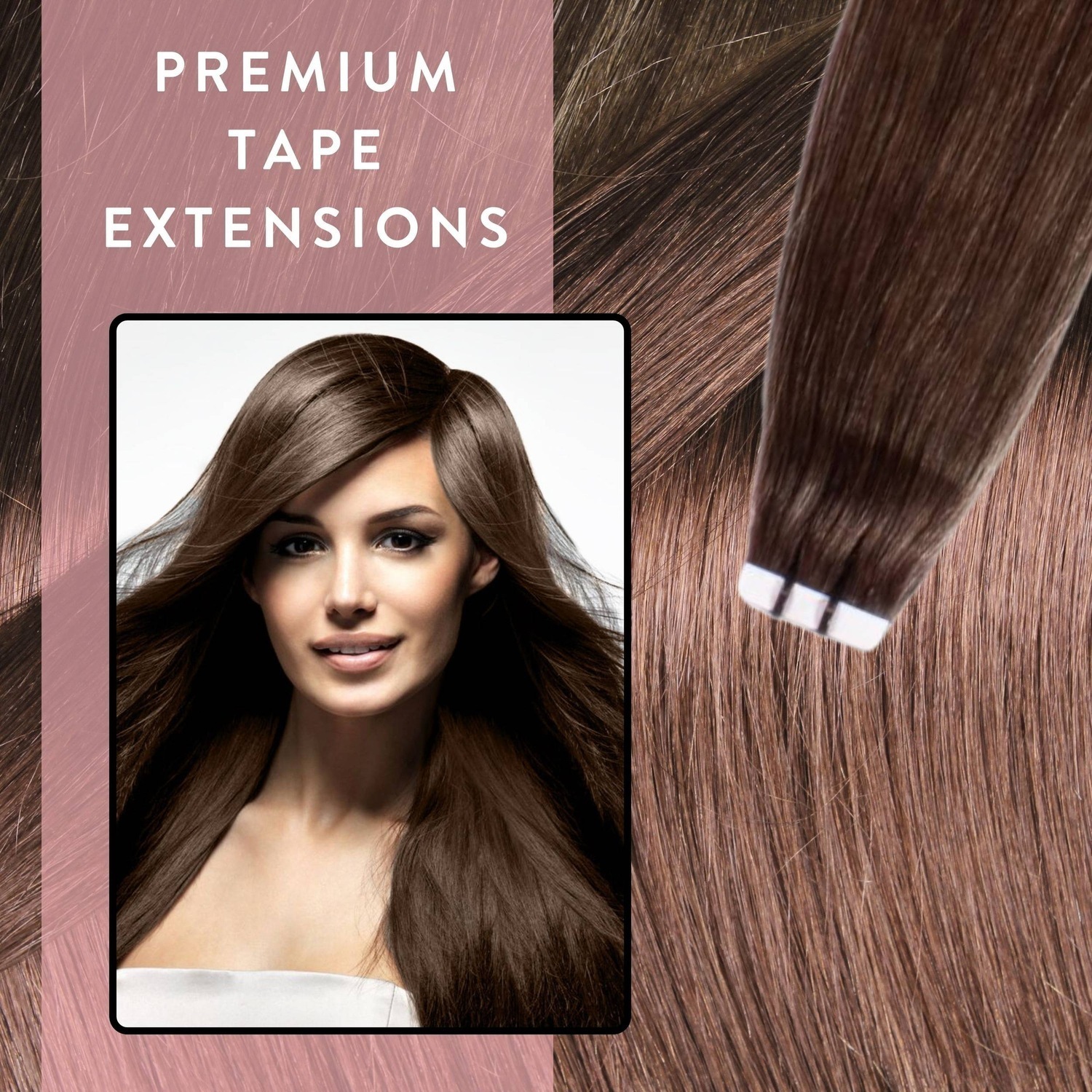 Накладные волосы tape extensions premium echthaar #4/77 mittelbraun braun-intensiv Hair2Heart, 50cm, количество 1 шт. — фото 2