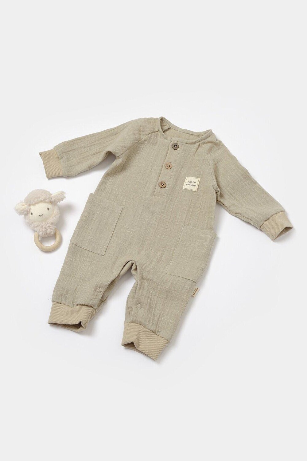 

Муслиновый комбинезон с карманами BabyCosy Organic Wear, зеленый