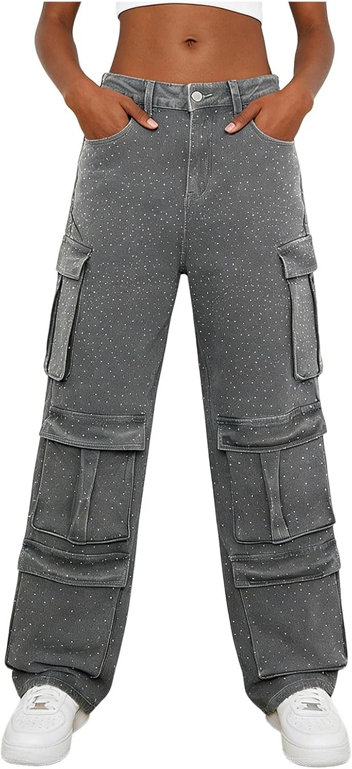 

Женские джинсы с пайетками baggy high waisted straight leg vintage