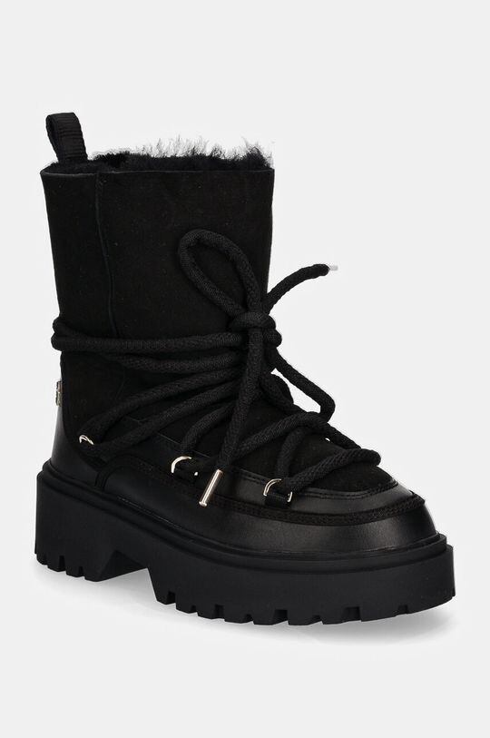 

Зимние ботинки Snowboot из натуральной овчины на шнуровке Tommy Hilfiger, черный