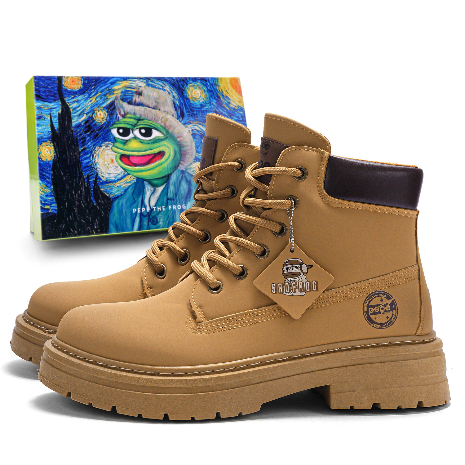 

Pepe The Frog Короткие мартинсы унисекс хаки серые, цвет Khaki Gray