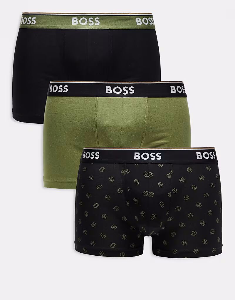

Комплект из 3 трусов-боксеров Boss Bodywear Power черного, зеленого цвета и с принтом по всей поверхности BOSS Orange