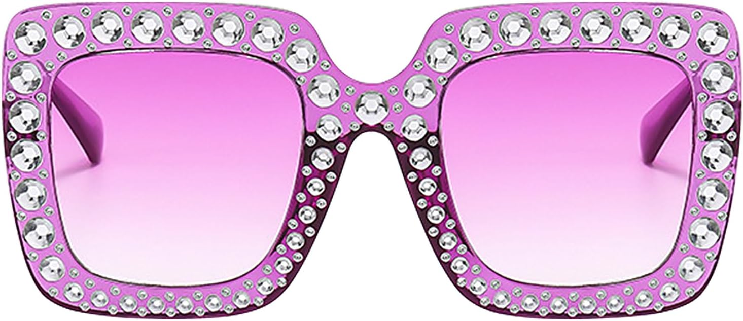 

Женские солнцезащитные очки со стразами | Декоративные квадратные очки - Крупные солнцезащитные очки для женщин, модные солнцезащитные очки, большие квадратные Generic, Purple