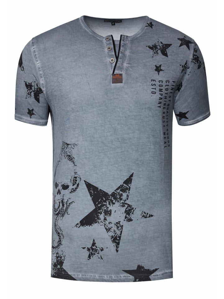 

Футболка Henley с круглым вырезом, принтами и планкой на пуговицах антрацитового цвета Rusty Neal, Черный, Футболка Henley с круглым вырезом, принтами и планкой на пуговицах антрацитового цвета Rusty Neal