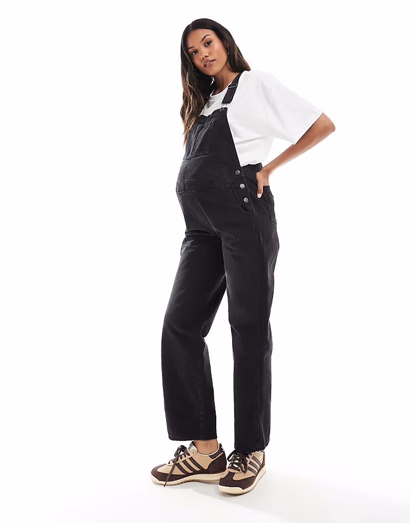 

Джинсовый комбинезон для беременных ASOS DESIGN черного цвета ASOS Maternity