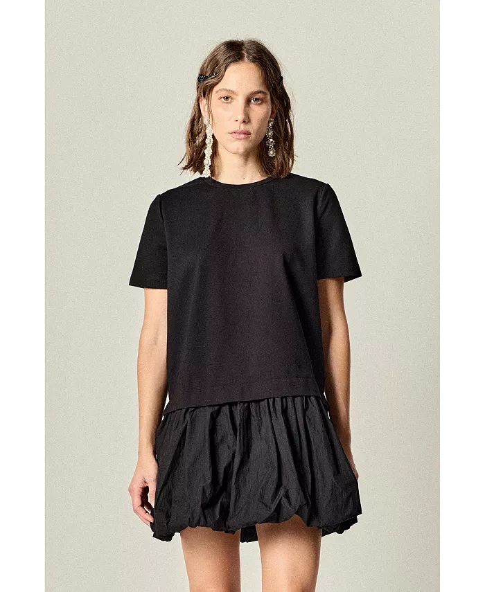 

Женское мини-платье с пузырьками, смешанная техника English Factory, черный