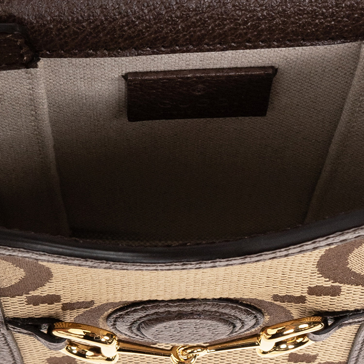 Мини-сумка GUCCI из джутового холста с кожаной лямкой через плечо — фото 4