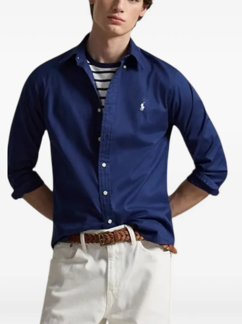 Рубашка из саржи индивидуального кроя Polo Ralph Lauren, синий — фото 2