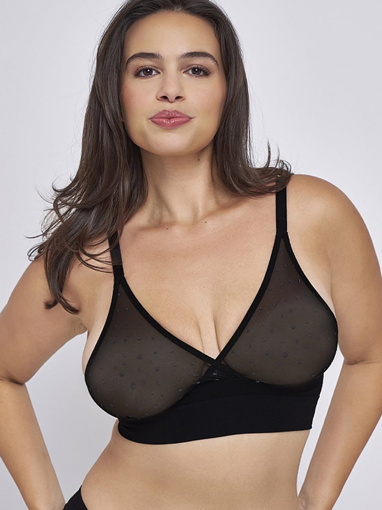 

Бюстгальтер-Бралетт с треугольными вставками и декором из сетки Mindd, onyx