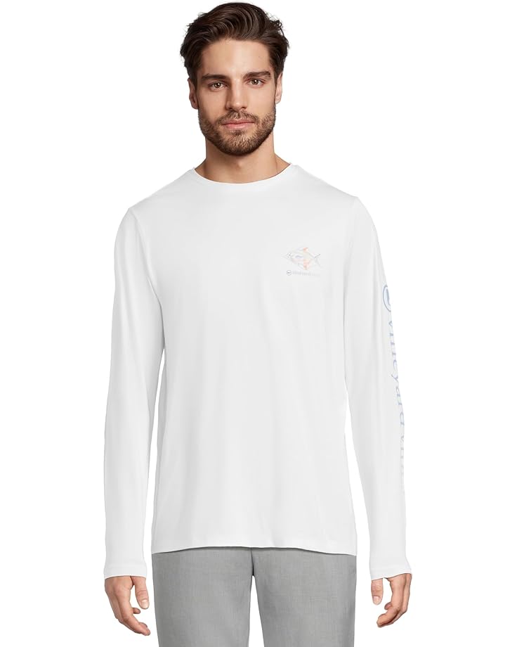 

Футболка Vineyard Vines Long Sleeve Painted Permit Fish Tee, цвет White Cap