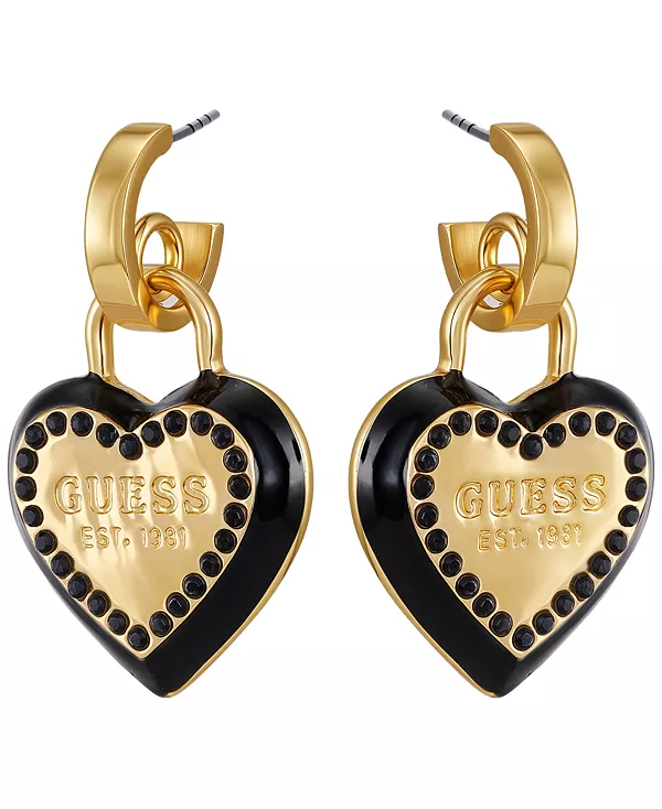 

Серьги-Кольца в форме сердца с золотистым оттенком стекла и камня Guess, gold