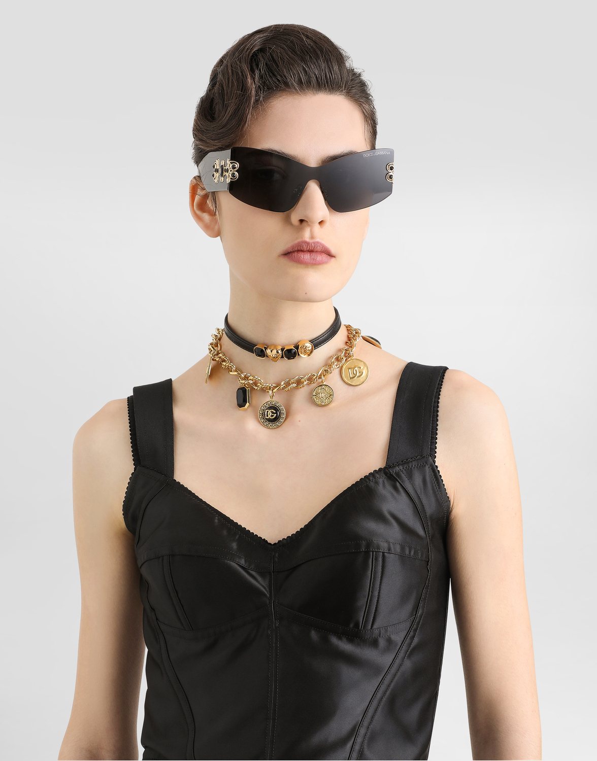 Эластичный атласный топ Dolce & Gabbana, черный — фото 2