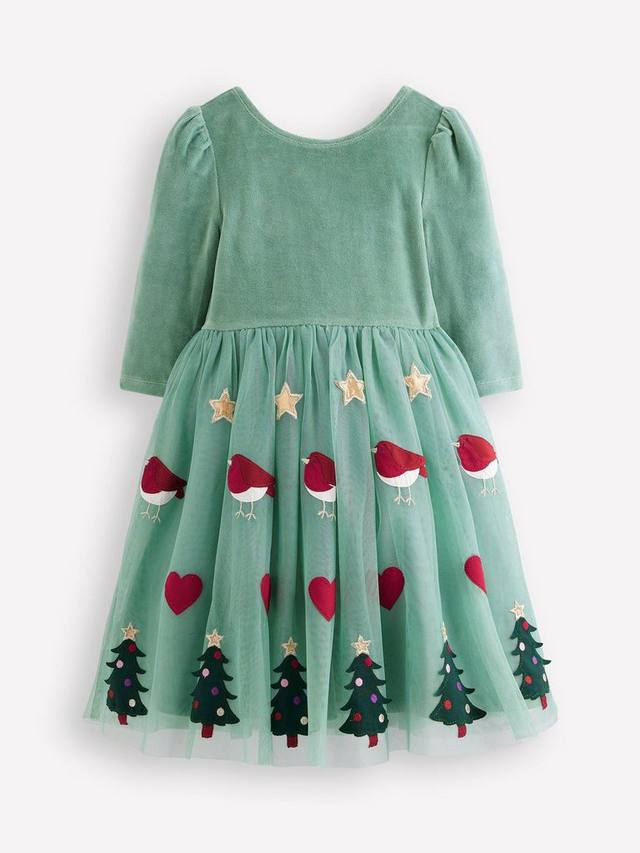 

Детское платье для праздника из велюра и тюля Mini Boden, Robin Motif