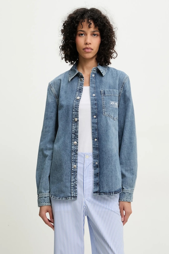 

Хлопковая рубашка Moschino Jeans, синий