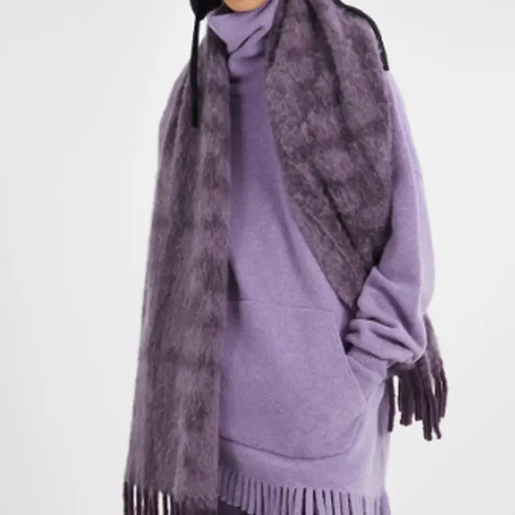 FENDI Вязаный шарф женский фиолетовый, Purple — фото 4