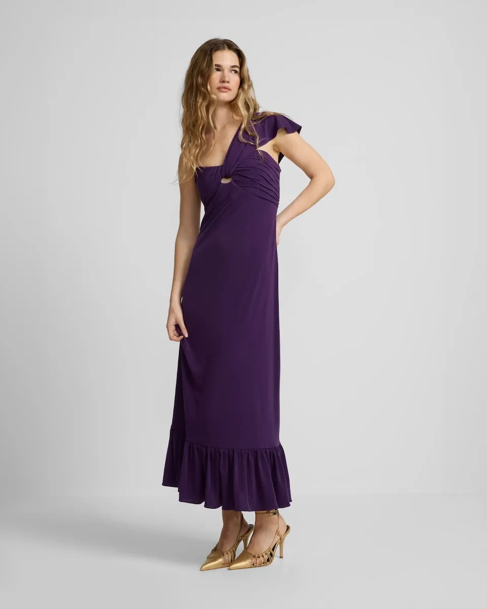 

Асимметричное фиолетовое платье из трикотажа Silbon, фиолетовый