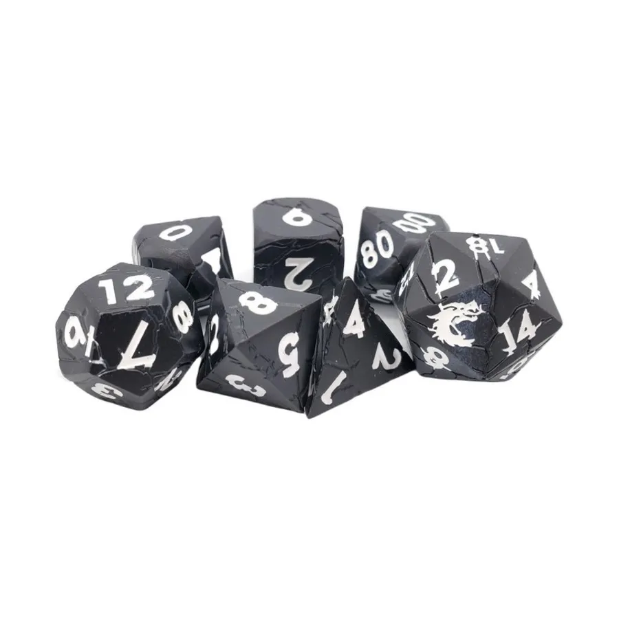 

Набор Orc Forged Poly — матовый черный с белым (7), Metal Dice - Orc Forged
