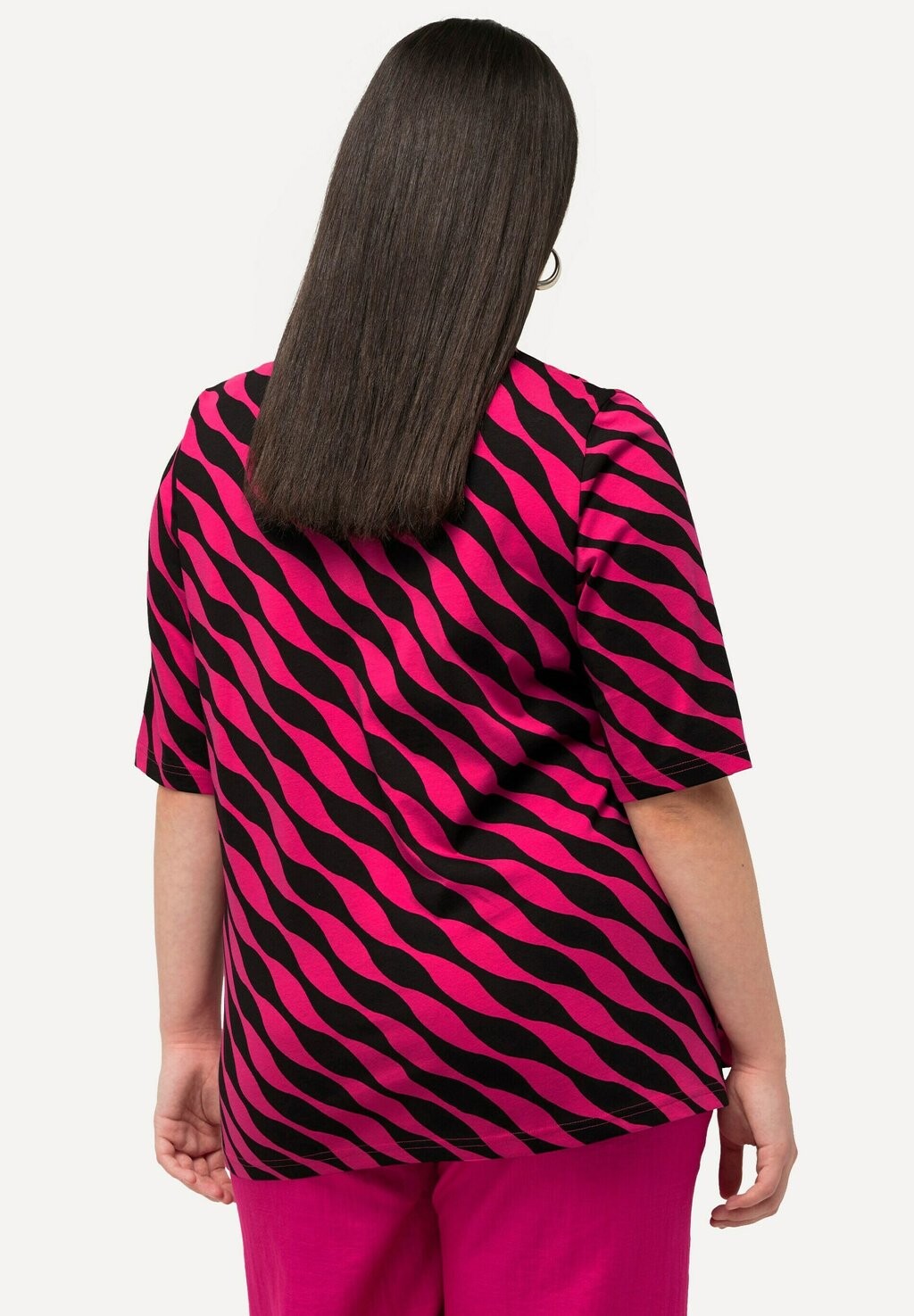 

Футболка с принтом WAVY DIAGONAL STRIPED Ulla Popken, розовый