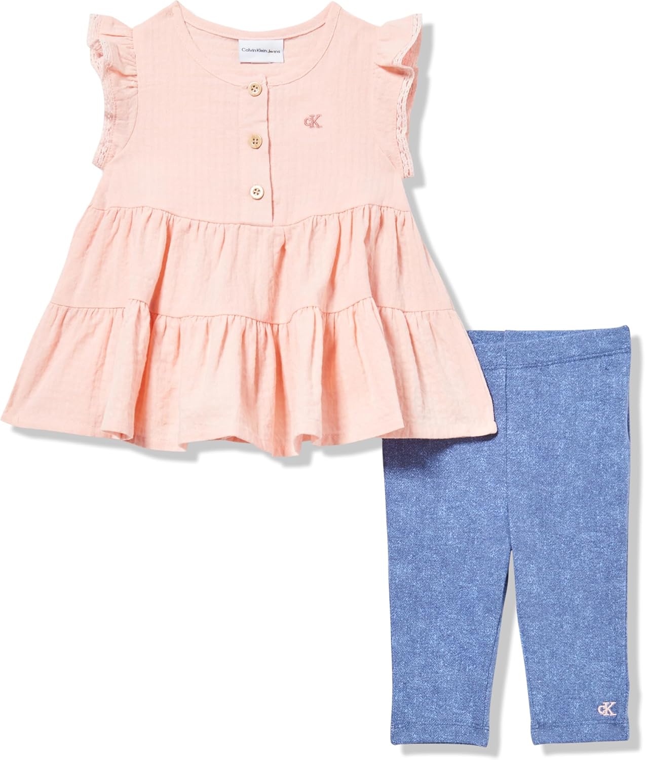 

Комплект капри Calvin Klein для девочек из двух предметов, Chintz Rose/Medium Wash