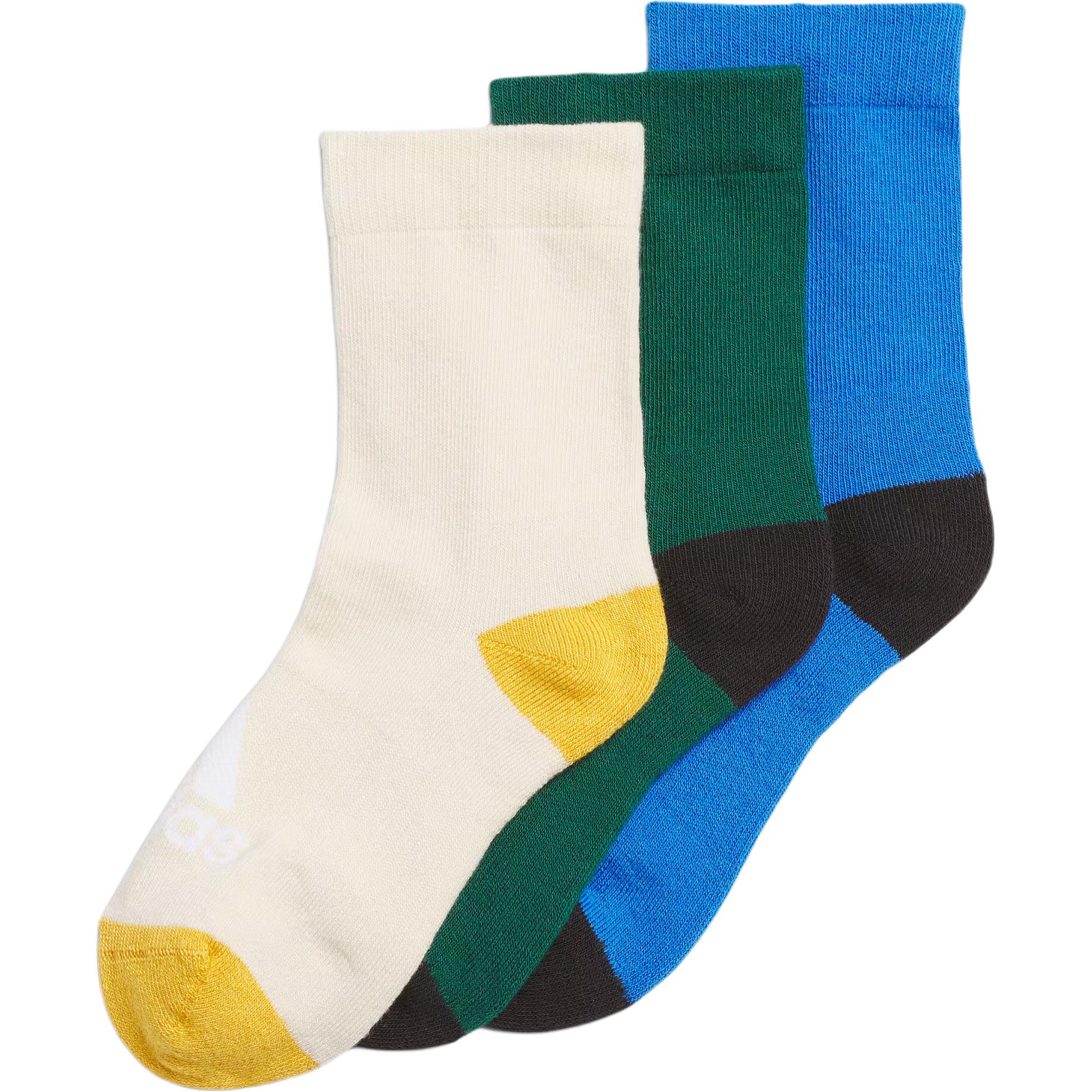 

Детские носки Adidas, 3 пары (Голубые ВВС+Лесная зелень+Песчаный слой)