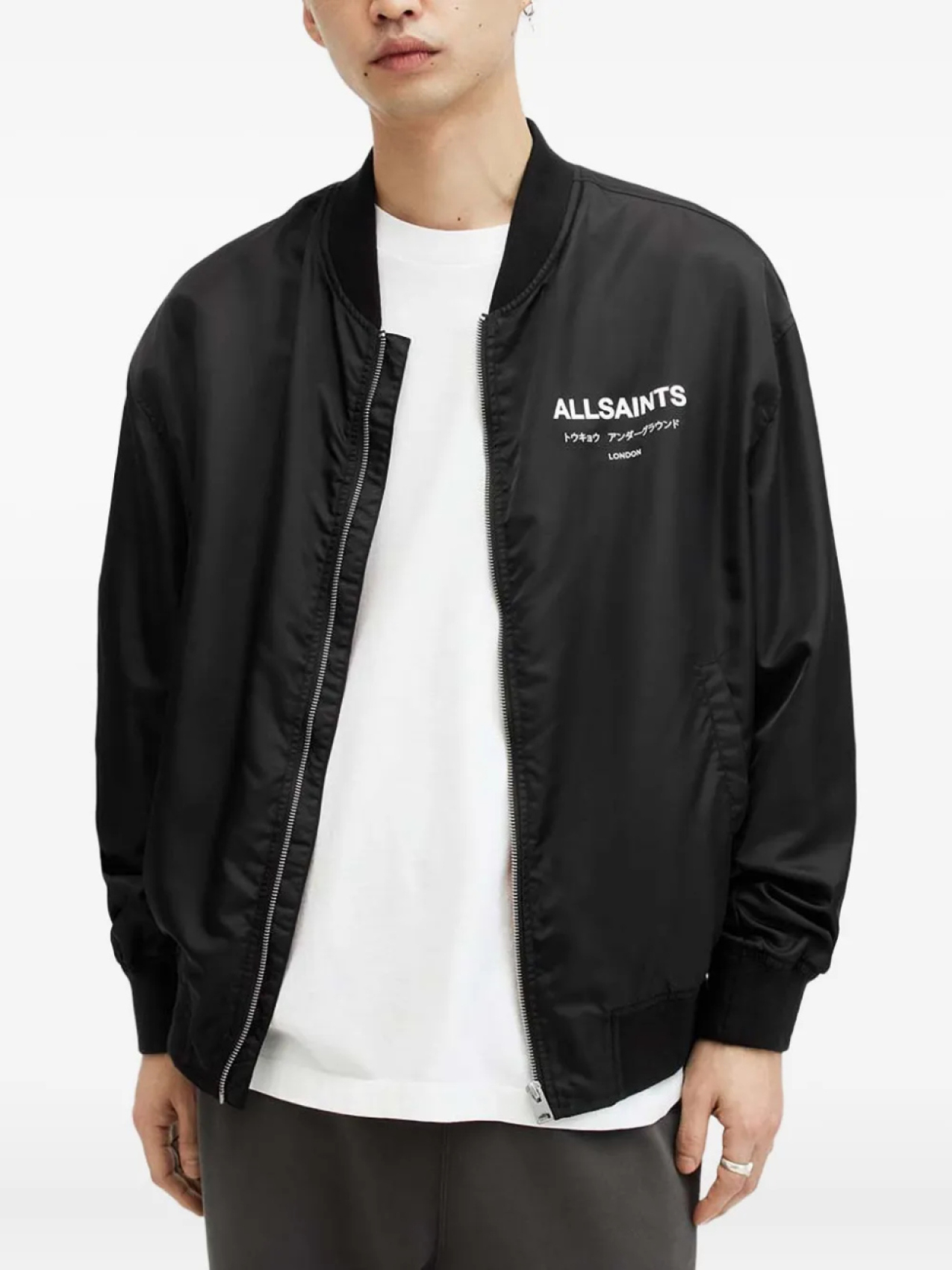 

Куртка-бомбер с принтом логотипа AllSaints, черный