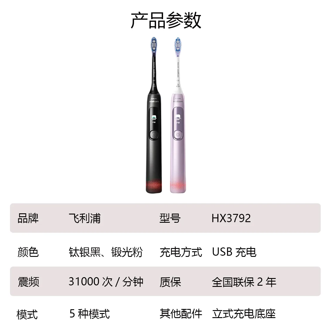 Электрическая зубная щетка Diamond Brush 7 Series для мужчин и женщин, защита десен, умная, парный набор HX3792 PHILIPS, HX3792 titanium silver black — фото 3
