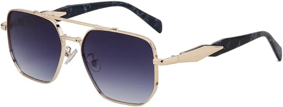 

Большие солнцезащитные очки для женщин и мужчин, модные, роскошные, винтажные, с металлической оправой, защита от ультрафиолета UV400 TYUVIVO, C2golddoublegray