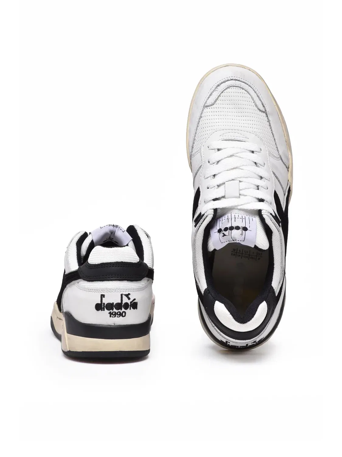 DIADORA HERITAGE Белые кожаные кроссовки B.560 с черной отделкой — фото 3