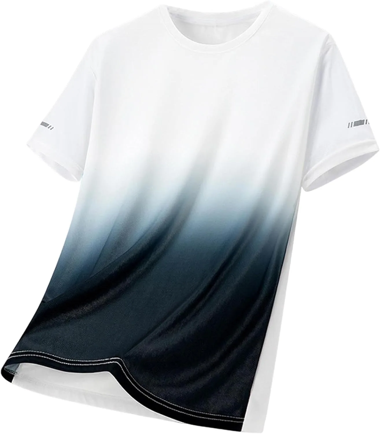 

Мужская футболка с градиентом, короткий рукав, круглый вырез, быстросохнущая, дышащая, летняя, активная, ледяной шелк, для спортзала Xiaojmake