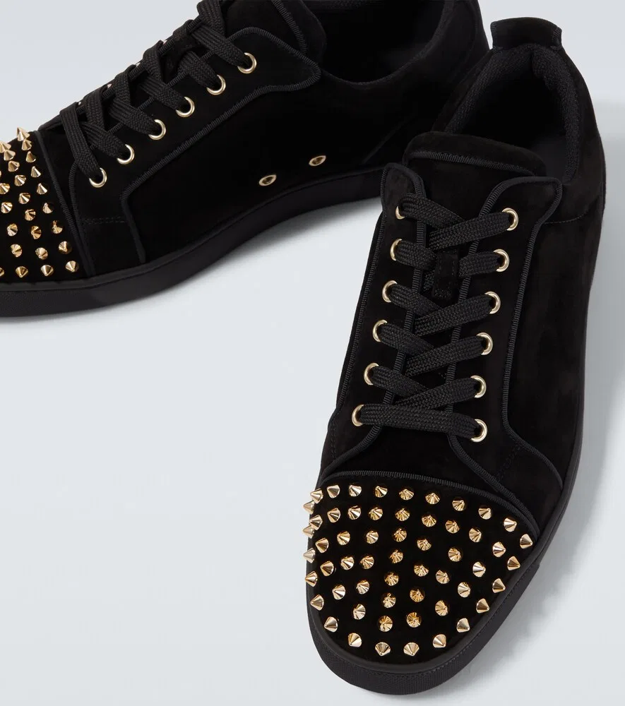 Замшевые кроссовки Louis Junior Spikes Christian Louboutin, черный — фото 3