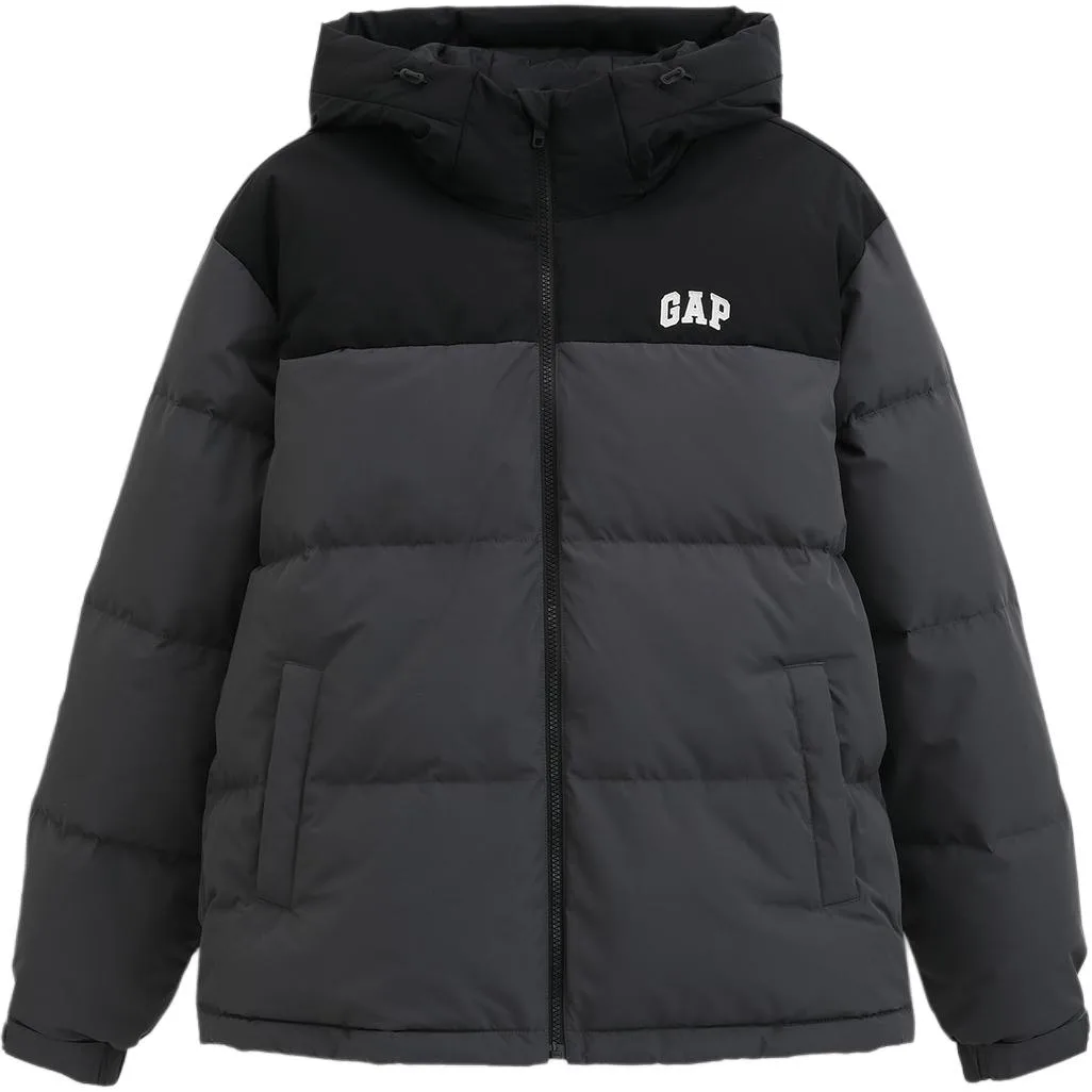 Пуховик унисекс с капюшоном GAP, серый