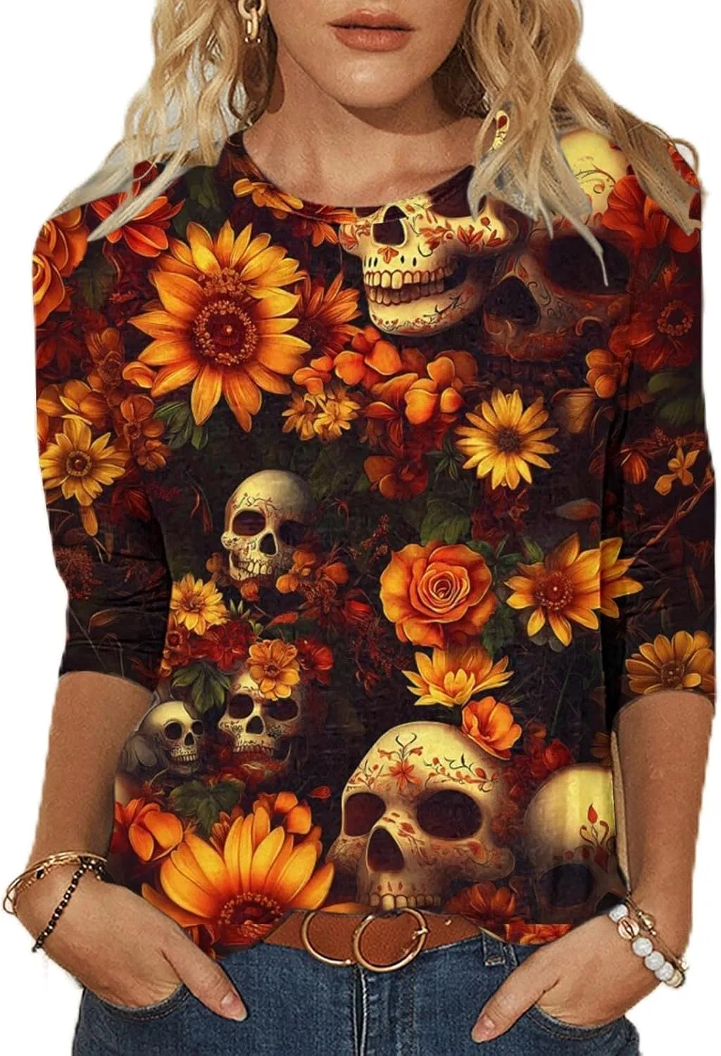 Футболка с принтом черепа Día de los Muertos, Generic, мультиколор