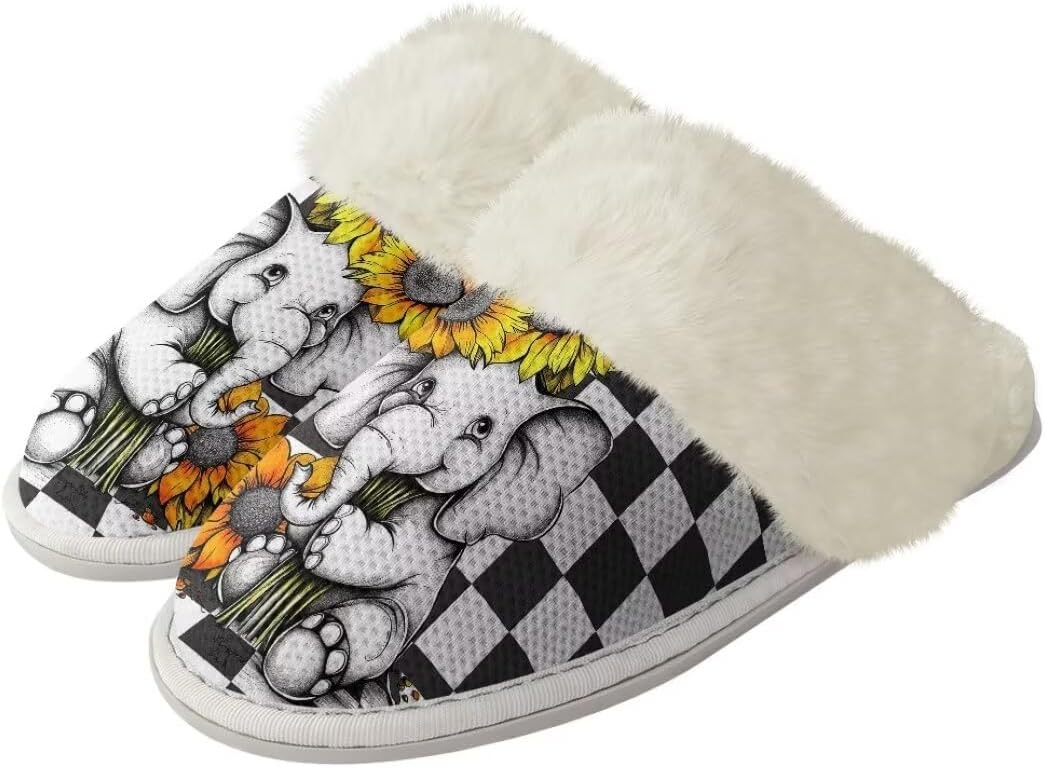 

Женские и мужские пушистые тапочки с антискользящей подошвой, легкие зимние уютные домашние тапочки для гостиной Xixirimido, Elephant
