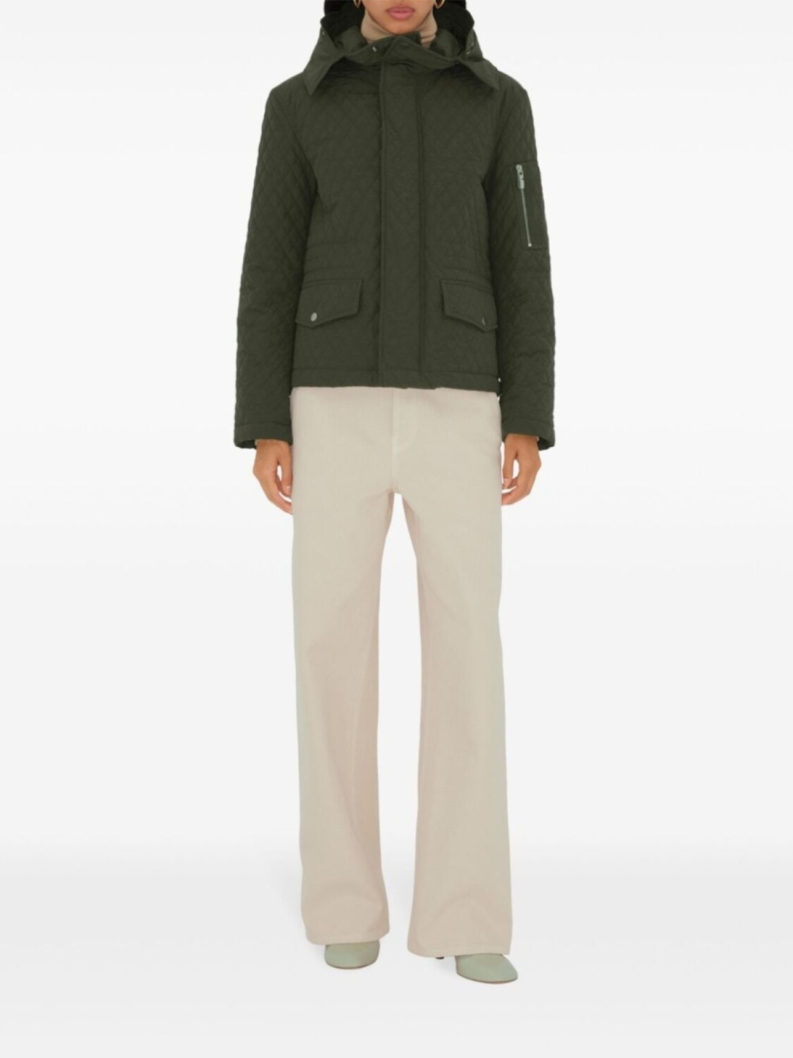 Куртка Burberry, женская, зеленый, стеганая, полиамид/хлопок — фото 3