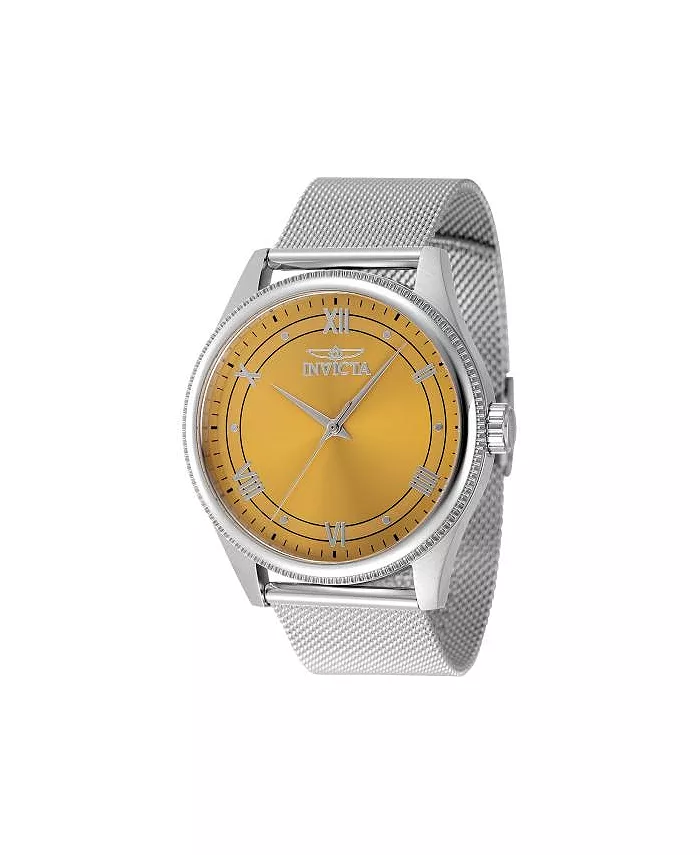 

Мужские часы 48481 Celestial Quartz с желтым циферблатом и тремя стрелками Invicta, серебряный