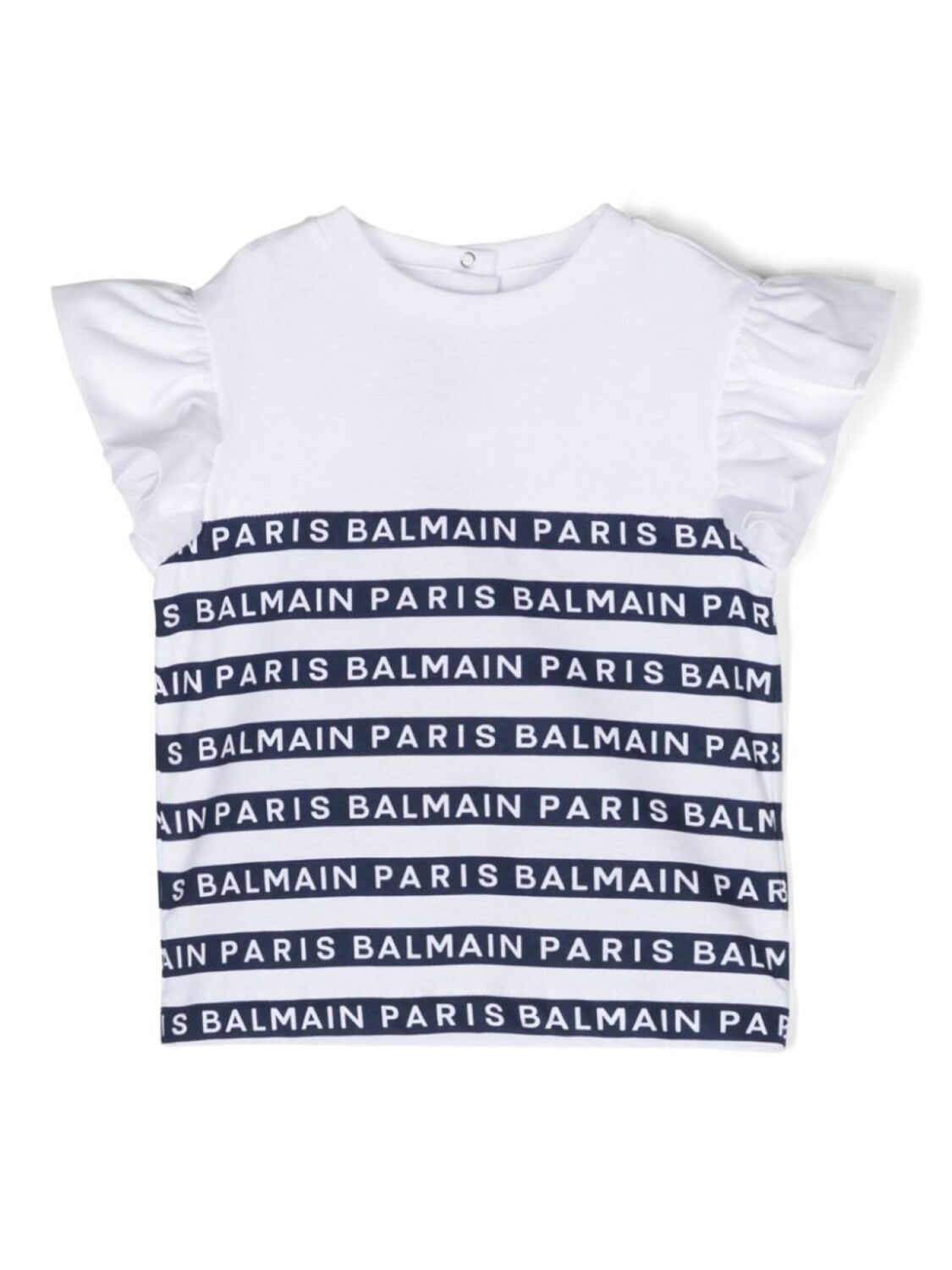 

Balmain Kids футболка с оборками на рукавах и логотипом, белый