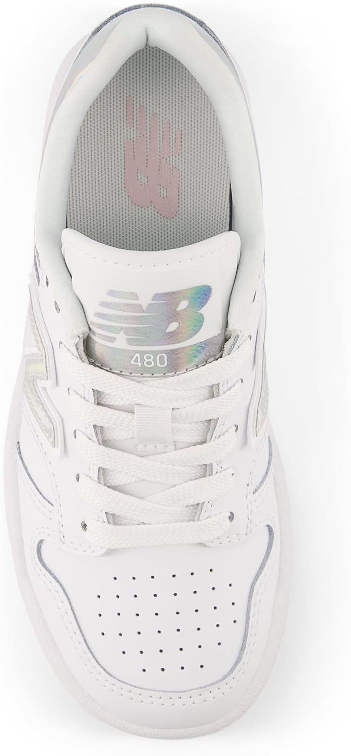 Детские кроссовки New Balance 480 V1 на шнуровке (унисекс), белый/розовый — фото 4
