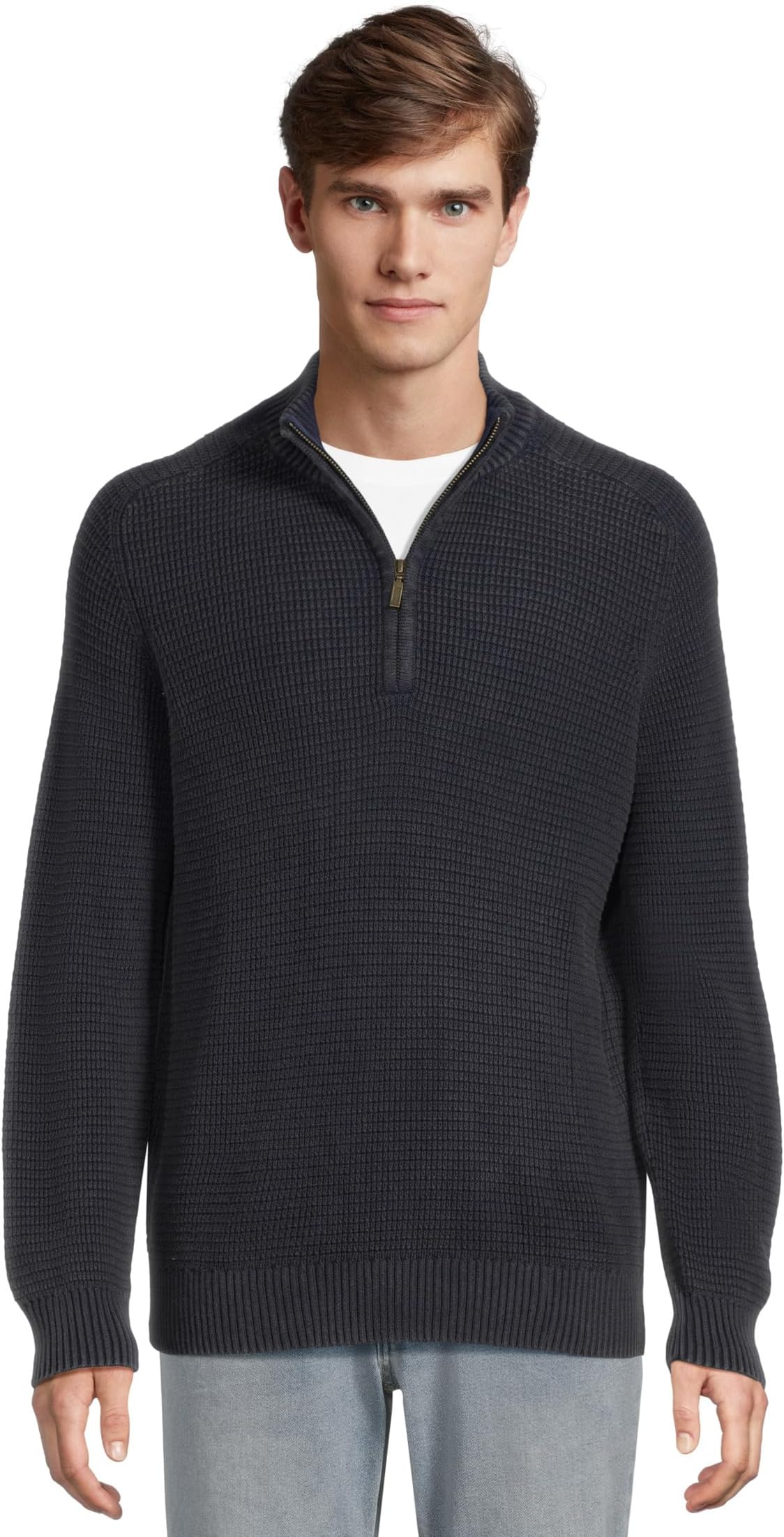 

Свитер L.L.Bean Men's Textured Washed Cotton Sweaters 1/4 zip, Classic Navy