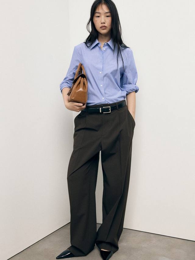 

Регу полоска длинный рукав топ Mango, Medium Blue